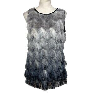 VICOLO SILVER FRINGED PARTY COCKTAIL BURLESQUE TANK TOP - S